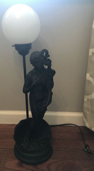 Antique Vintage Nude Woman Risque Art Deco Lamp 22” Globe Victorian