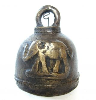 Antique Elephant Buddhist Cast Brass Temple Bell Thai Meditation Feng Shui 2.  5 "