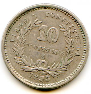 Uruguay 10 Centesimos 1893/77 So Km - 14 Very Rare Hg Coin Lotsep7884