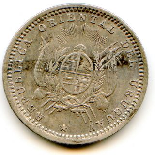Uruguay 10 Centesimos 1893/77 So KM - 14 very rare HG coin lotsep7884 2