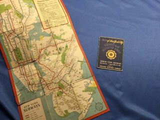 1947 Vest Pocket Map of York City Subway Map Antique COLOR American Legion 2