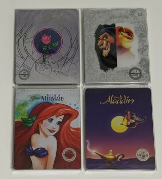 Disney • Little Mermaid Lion King Aladdin Beauty & The Beast • 4k Steelbook Rare