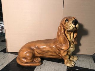 Vintage Rare 29” Basset Hound Dog Ceramic Figurine Statue Made In Italy 30 Lbs.