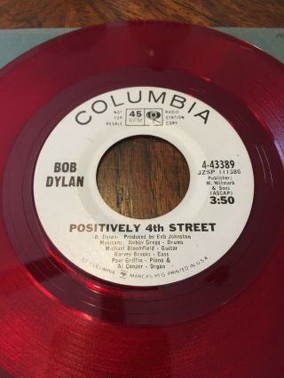 Rare Red Vinyl Promo - Bob Dylan - Positively 4th Street 45 Orig 1965 Columbia