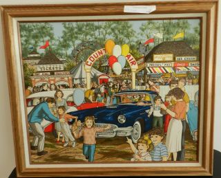 Rare H.  Hargrove County Fair Serigraph Signed Framed " Low " 2 Of 1500