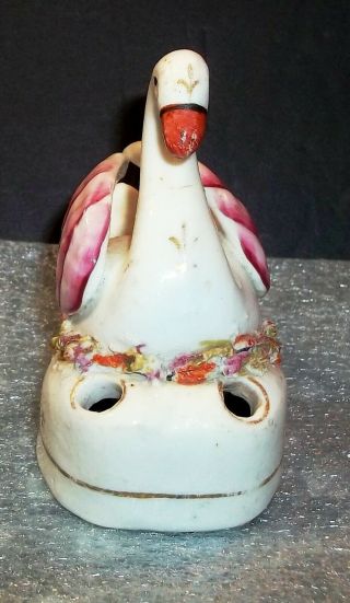 Antique 1830 ' s English Staffordshire Pottery Quill Holder Inkwell Swan Figurine 2