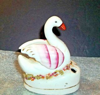 Antique 1830 ' s English Staffordshire Pottery Quill Holder Inkwell Swan Figurine 3