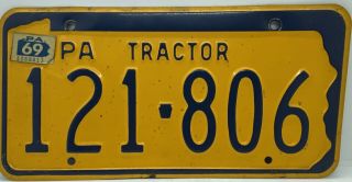Old Pa.  Farm Barn Find Vintage Rare 1969 Pennsylvania Tractor License Plate