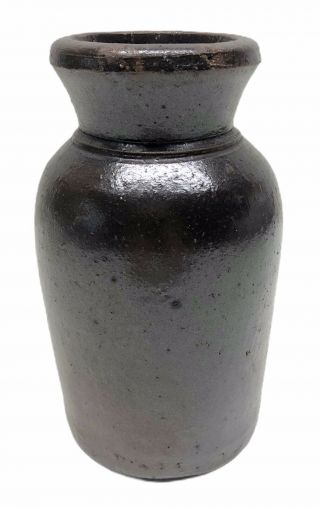 Antique Primitive Brown Stoneware Salt Glaze Crock Storage Jar Vase Farmhouse