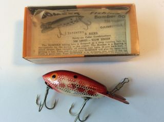 Vintage Wood Bomber Lure,  M384 Red Metascale Color