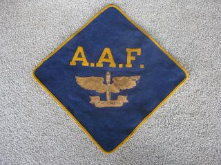Vtg Wwii U.  S.  Army Air Corps Force Usaac Felt Pennant Flag W/leather Patch Rare