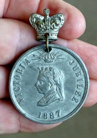 1887 Antique Queen Victoria Golden Jubilee Medal Badge Commemorative Pin