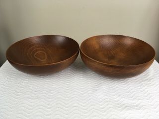 Vintage Wooden Bowls Set Of 2 Estate 7.  5 " Gorgeous H