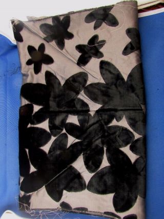 Ancien Coupon Tissus Soierie Et Velours Epoque Art Deco Antique Fabric Noir 7