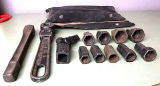 Antique 1914 Chicago Mfg & Distributing Co.  Socket Set In Pouch