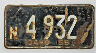 1955 Idaho License Plate Antique Vintage N 4 - 932