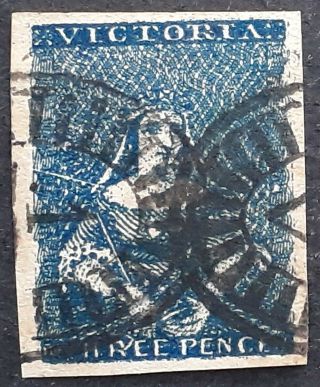 Rare 1854 Victoria Australia 3d Steel Blue Half Length Stamp Plate Scratch