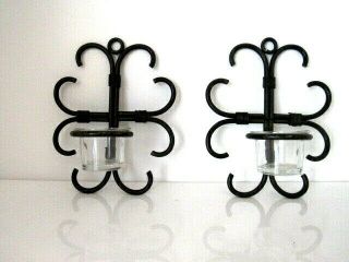 Tealight Sconce Black Iron Scrolled Wall Hanging Candle Sconces