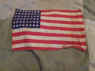 Antique Vintage 1912 - 1959 48 Star Cotton Usa Parade American Flag 11.  5x7.  25 "