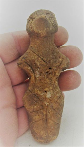 Rare Ancient Neolithic Prehistoric Terracotta Vinca Statuette Alien - Like Form