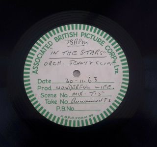 " In The Stars " Cliff Richard Rare A.  B.  P.  C Acetate (from Wonderful Life)
