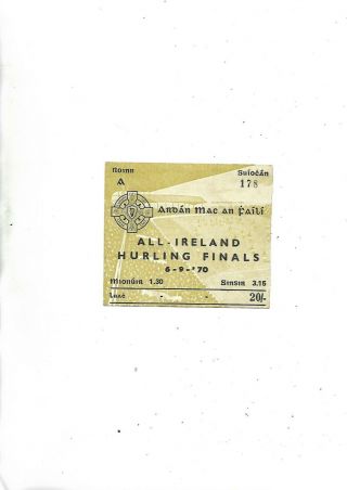 Very Rare Ticket For 1970 All Ireland Hurling Final Cork V Wexford