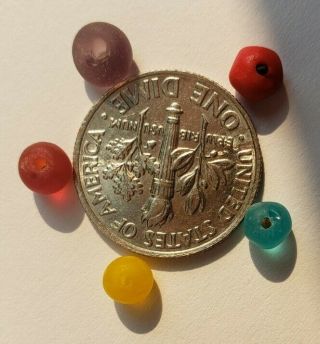 Sea Glass Rare Teenie Tiny Beads Beach Finds Red Purple Yellow Antique