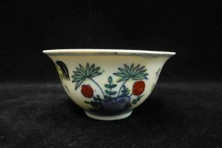 Rare Old Chinese " Doucai " Hand Painting Chicken Porcelain Cup " Chenghua " Marks