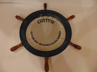 Cutty 12 Sark Scotch Whiskey Ships Wheel Portal Mirror 11 " Rare Seaway Prod