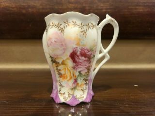 Antique R S Prussia Red Mark Demitasse Or Chocolate Cup Hand Painted Roses
