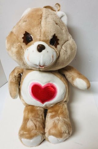 Kenner 1983 Vintage Care Bears Tender Heart Bear 17” Plush Stuffed Animal