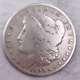 1892 - S Rare Date Morgan Silver Dollar 90 Silver $1 Coin U52
