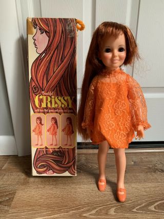 Vintage 1969 Ideal Toys Crissy Chrissy Doll Red Head Orange Dress Box