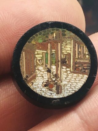 Antique Early Victorian Micro Mosaic Stud Grand Tour Piece Rare Collectable 1850