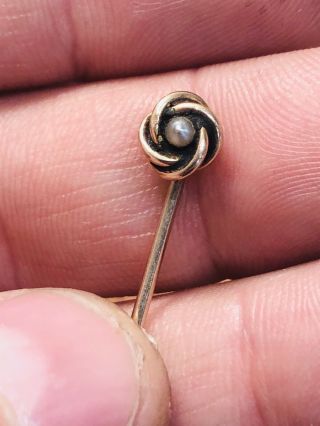 Antique Victorian 9 Ct Stick Pin With A Seed Pearl Rare Collectable 1880s