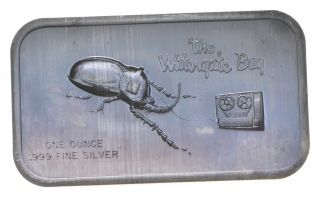Rare Silver 1 Oz.  The Watergate Bug Bar.  999 Fine Silver 200