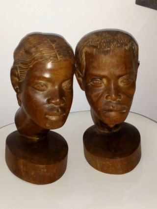 Ancienne Et Rare Paire De Statues Buste Art Ethnique Africain