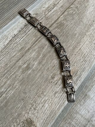 Rare Ancien Bracelet Argent Massif Pays Basque ArticulÉ SignÉ Teguy Blasons
