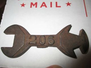 Antique Cast Iron Unique Wrench Stamped 206 Farm Auto Buggy Old 4 "