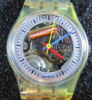 1985 Vintage Rare Swatch Watch - Jelly Fish - Thin Hands Includes Box