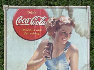 1940 Niagara Litho Coca - Cola Advertising Sign 50” Rare Vintage Cardboard Poster 2