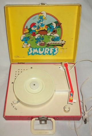 Rare Vintage Vanity Fair Smurfs Record Player 1982 Peyo Great And.
