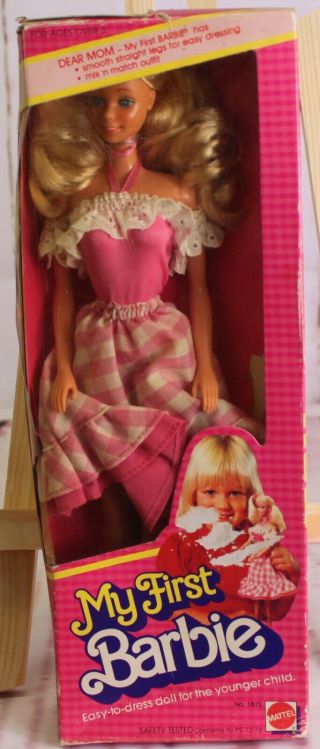 Vintage 1982 My First Barbie Doll 1875 Pink Dress Box Has Wear Nrfb Mattel