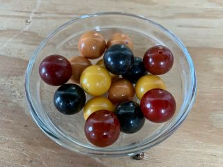 16 Vintage Bakelite 18mm Lemon,  Blue,  Cappuccino & Red Loose Beads With Holes
