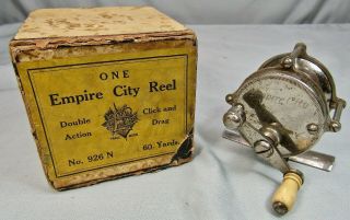 Abbey & Imbrie Empire City No.  926 N Casting Reel With Rare Chimney Box