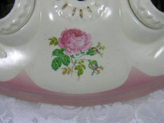 vtg Porcelier flush mount pink and cream 2 light wall/ceiling fixture floral 3