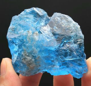 132g Rare Transparent Blue Cube Fluorite & Calcite Mineral Specimen/china 222