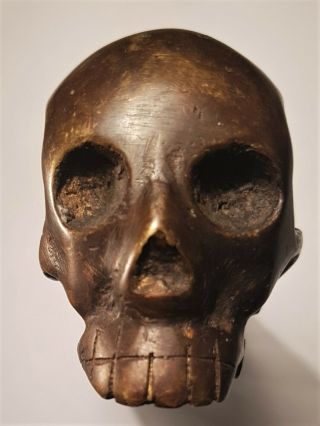 Vanité En Bronze Crane Memento Mori Tête De Mort Skull Cabinet De Curiosité Rare