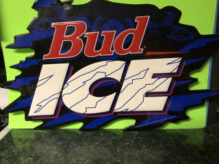Rare 1995 Budweiser Ice Beer Metal Sign Bud Bar Room Man Cave Cool Wall Hanging