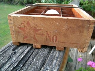Antique Wood Star Egg carrier tray John Elbs Rochester NY 3